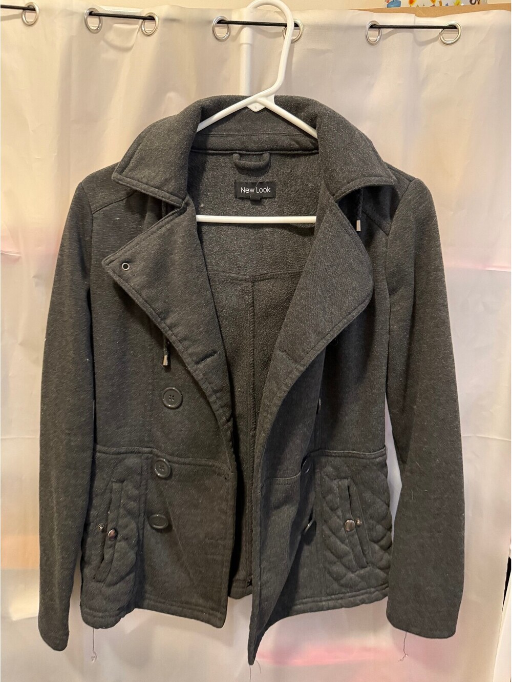 New Look Women's Gray Hooded Coat Jacket Size Small